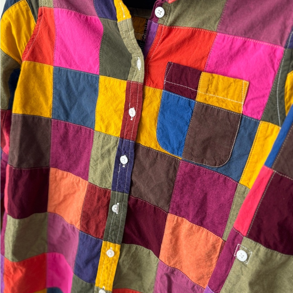 Lands’ End Vintage Patchwork Button Down Shirt 10… - image 4